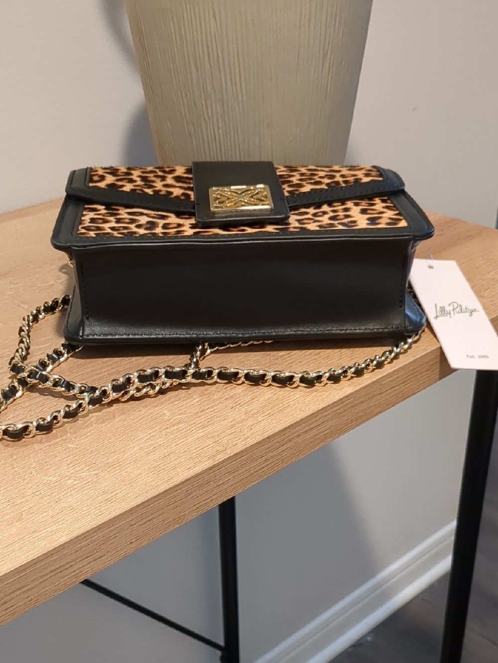 Lilly Pulitzer Leopard Haircalf Crossbody in Black & Brown - Picture 3 of 6